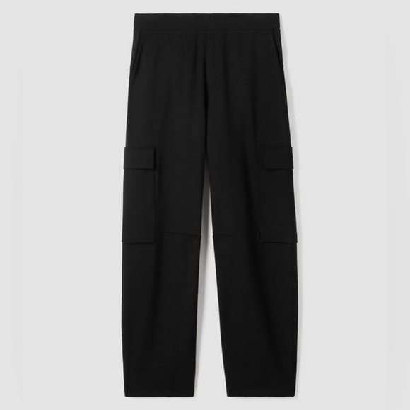 Eileen Fisher Washable Stretch Crepe Cargo Pant size Small Black - Picture 4 of 10